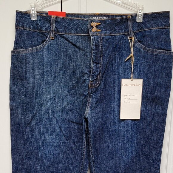 Blue Halston Stretch Jeans New with Tags Size 16 - Picture 1 of 6